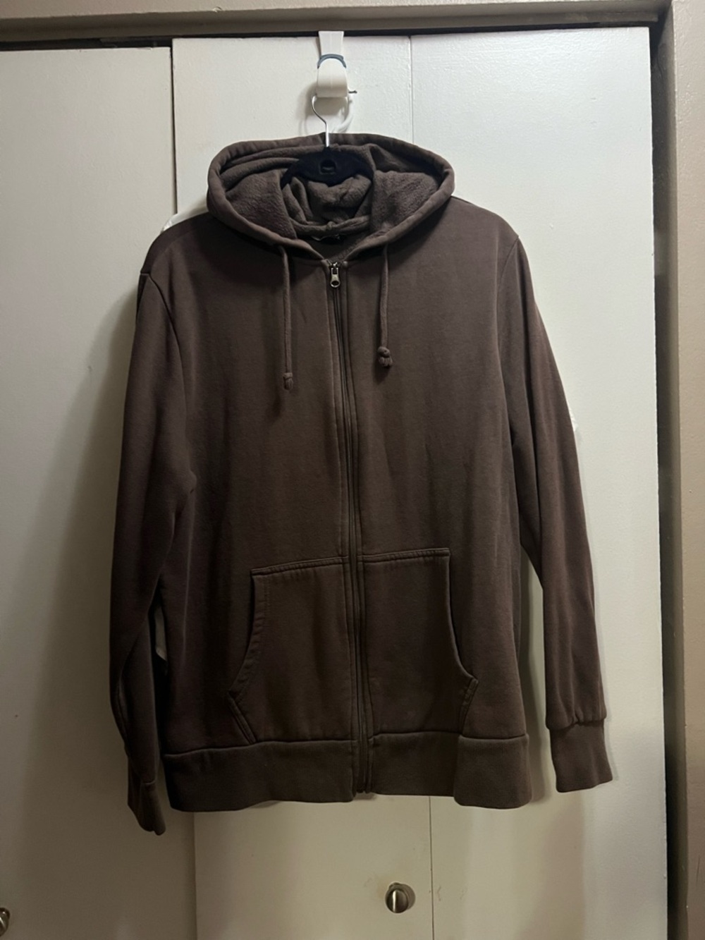 Brown Men's Full-Zip Hooded Sweatshirt